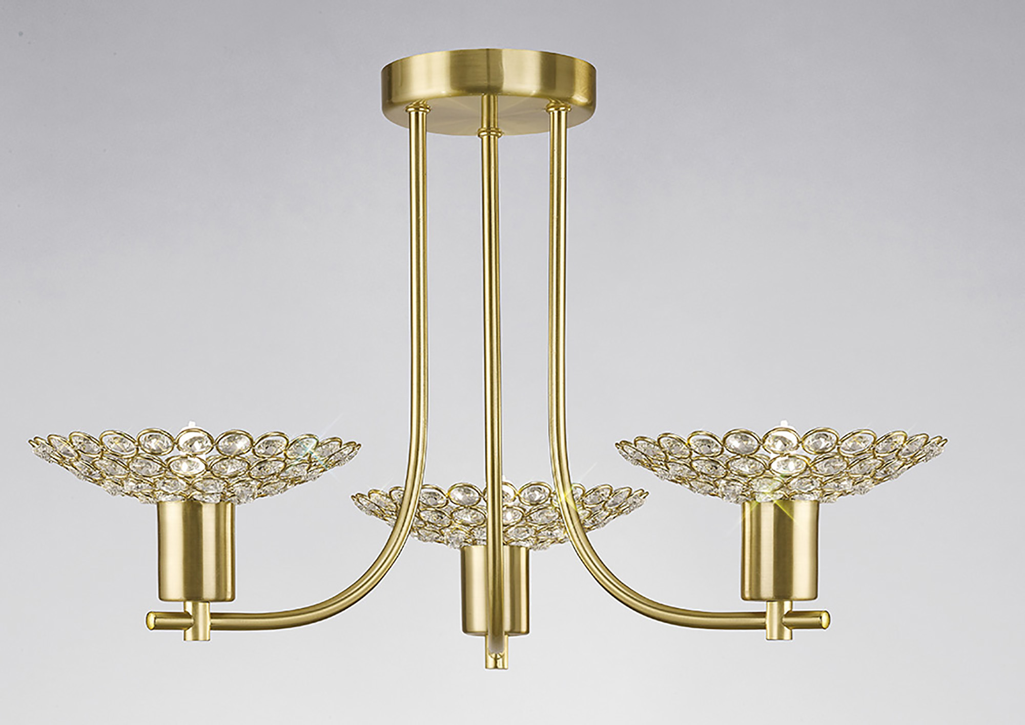 IL20601  Ellen Crystal Semi Flush 3 Light Satin Brass